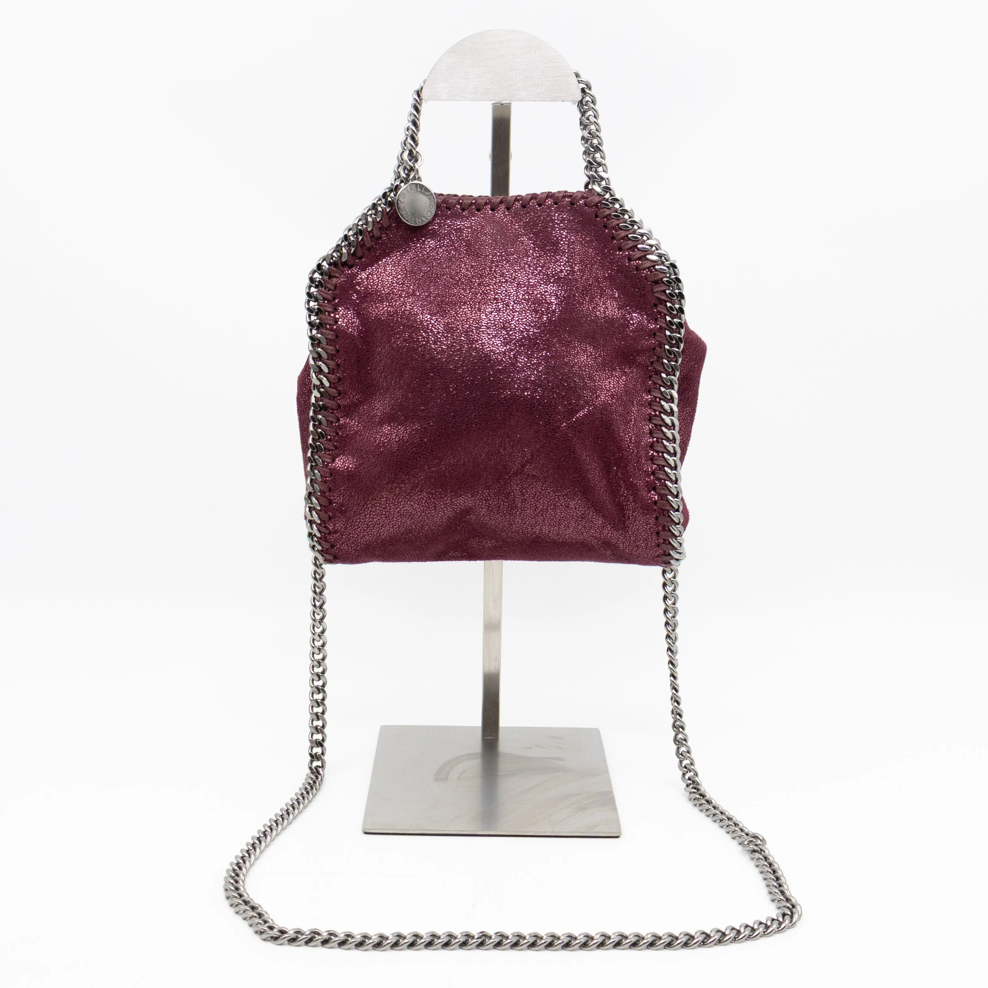 Falabella Fold Over Tote Tiny Metallic Burgundy