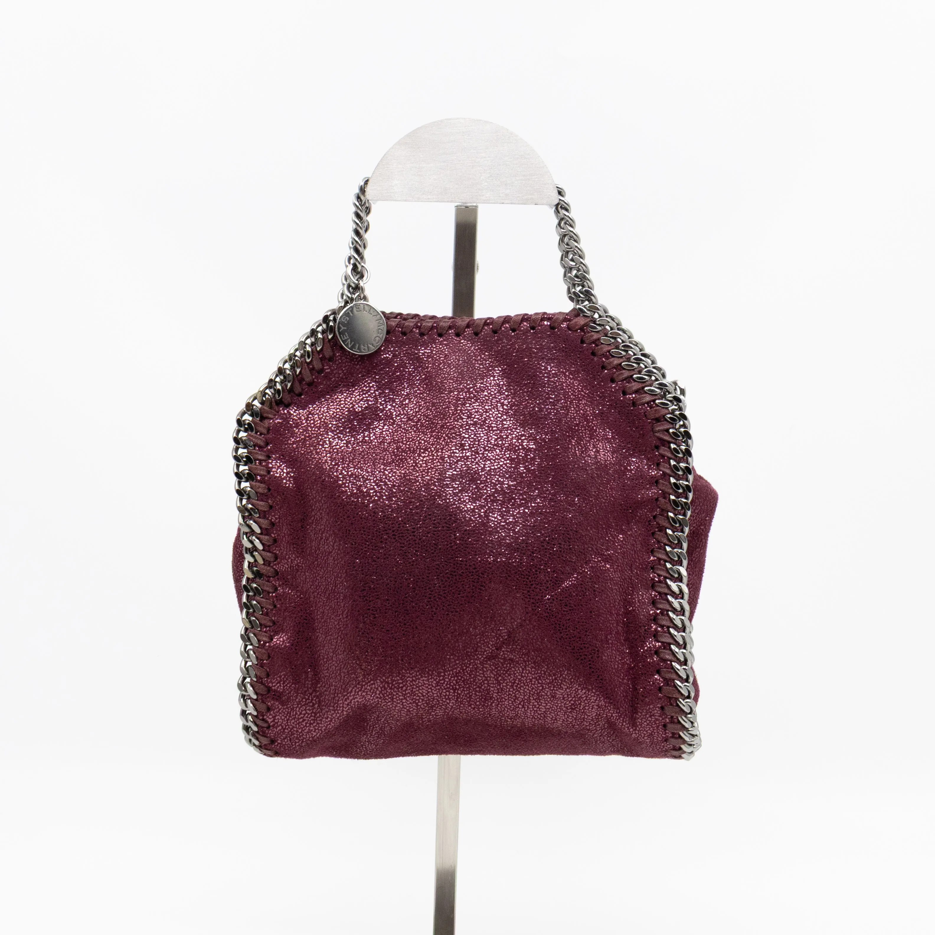 Falabella Fold Over Tote Tiny Metallic Burgundy