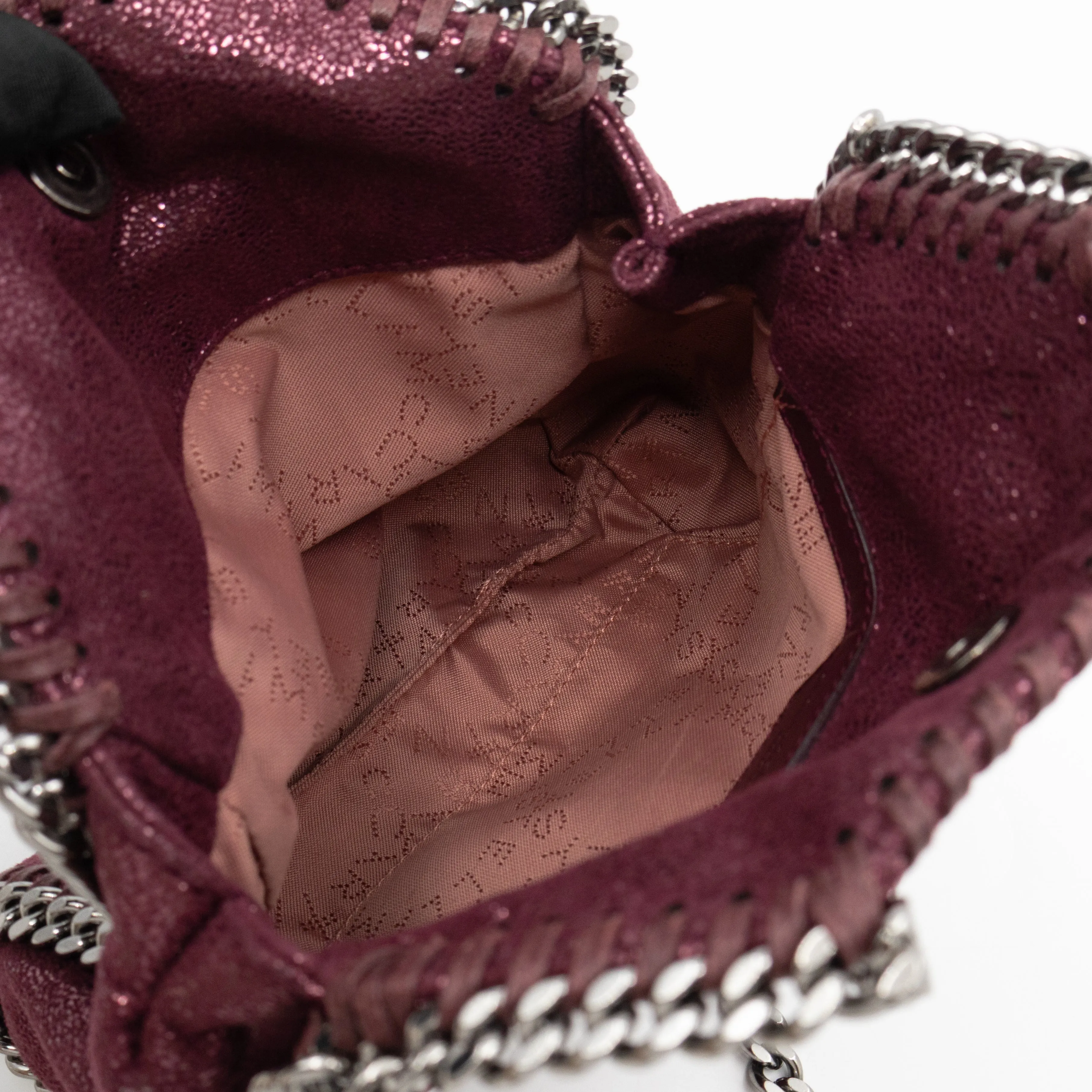 Falabella Fold Over Tote Tiny Metallic Burgundy