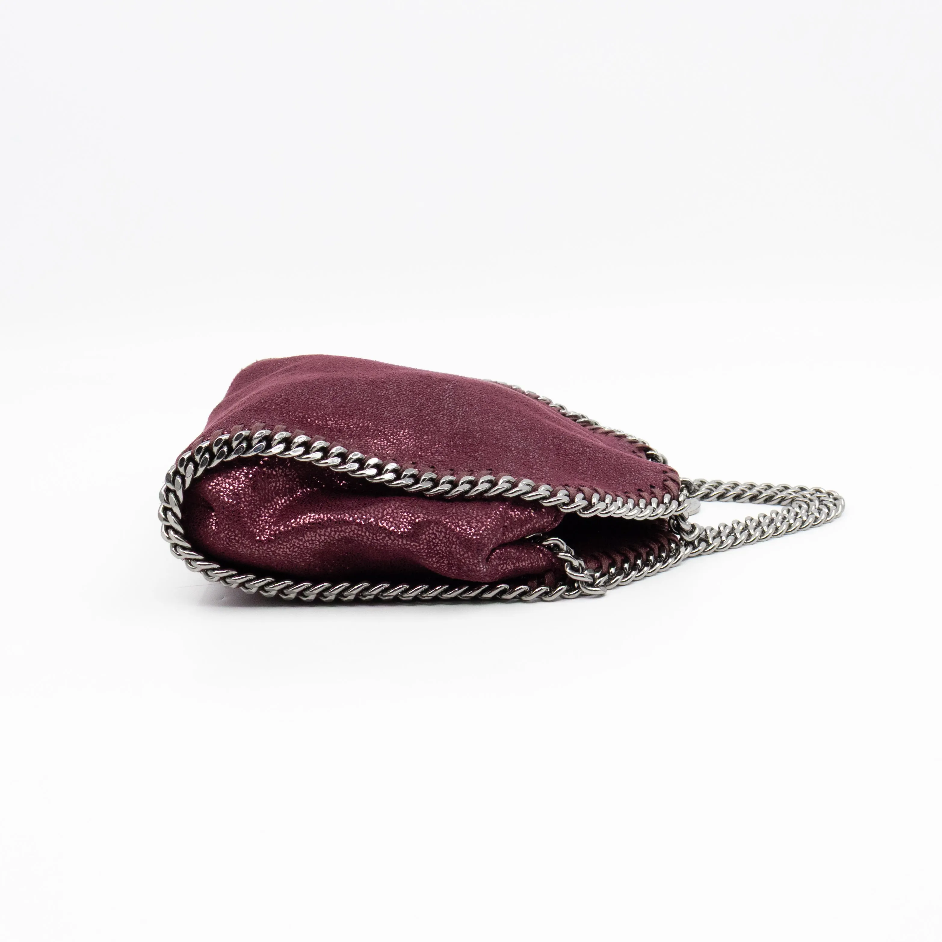 Falabella Fold Over Tote Tiny Metallic Burgundy