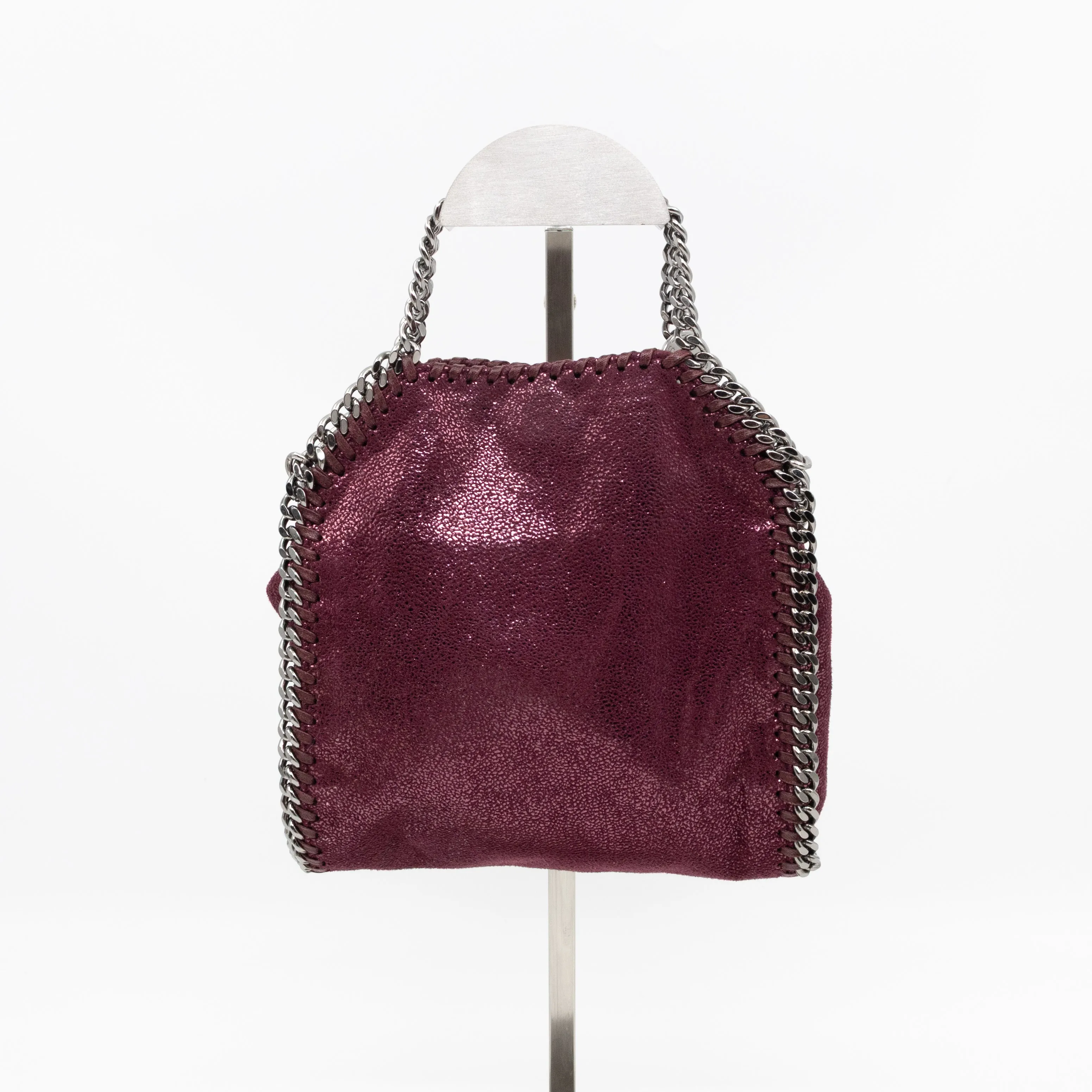 Falabella Fold Over Tote Tiny Metallic Burgundy