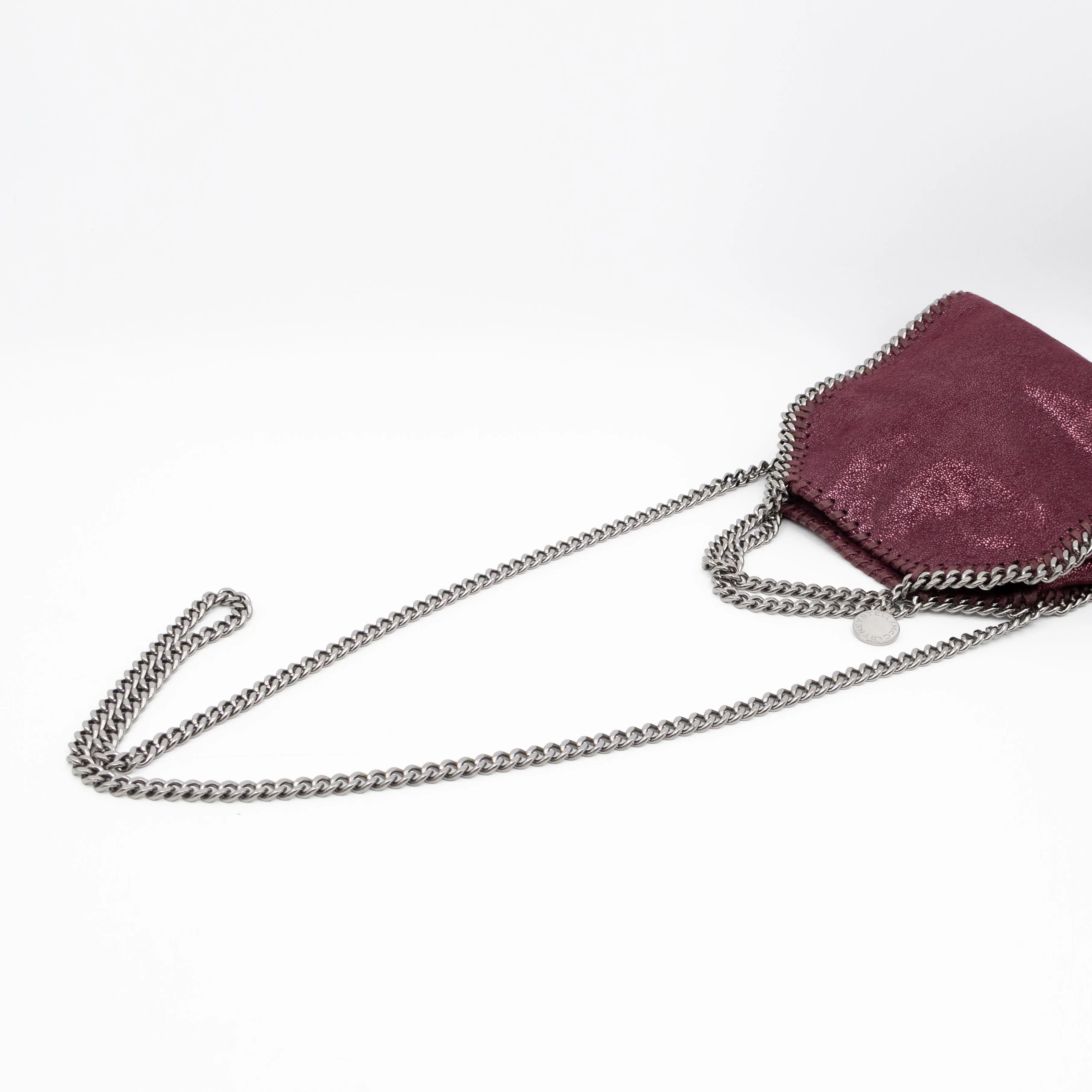 Falabella Fold Over Tote Tiny Metallic Burgundy
