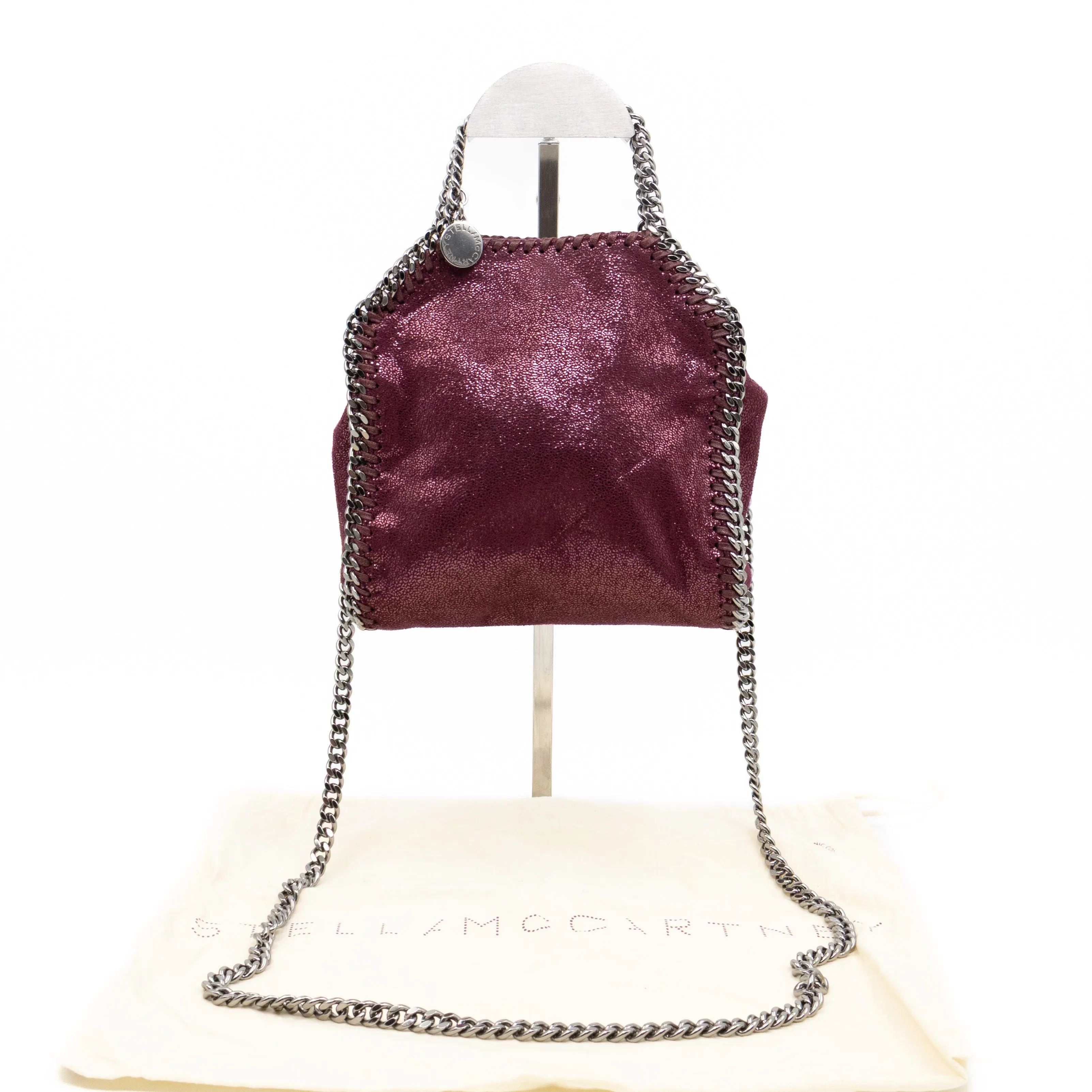Falabella Fold Over Tote Tiny Metallic Burgundy