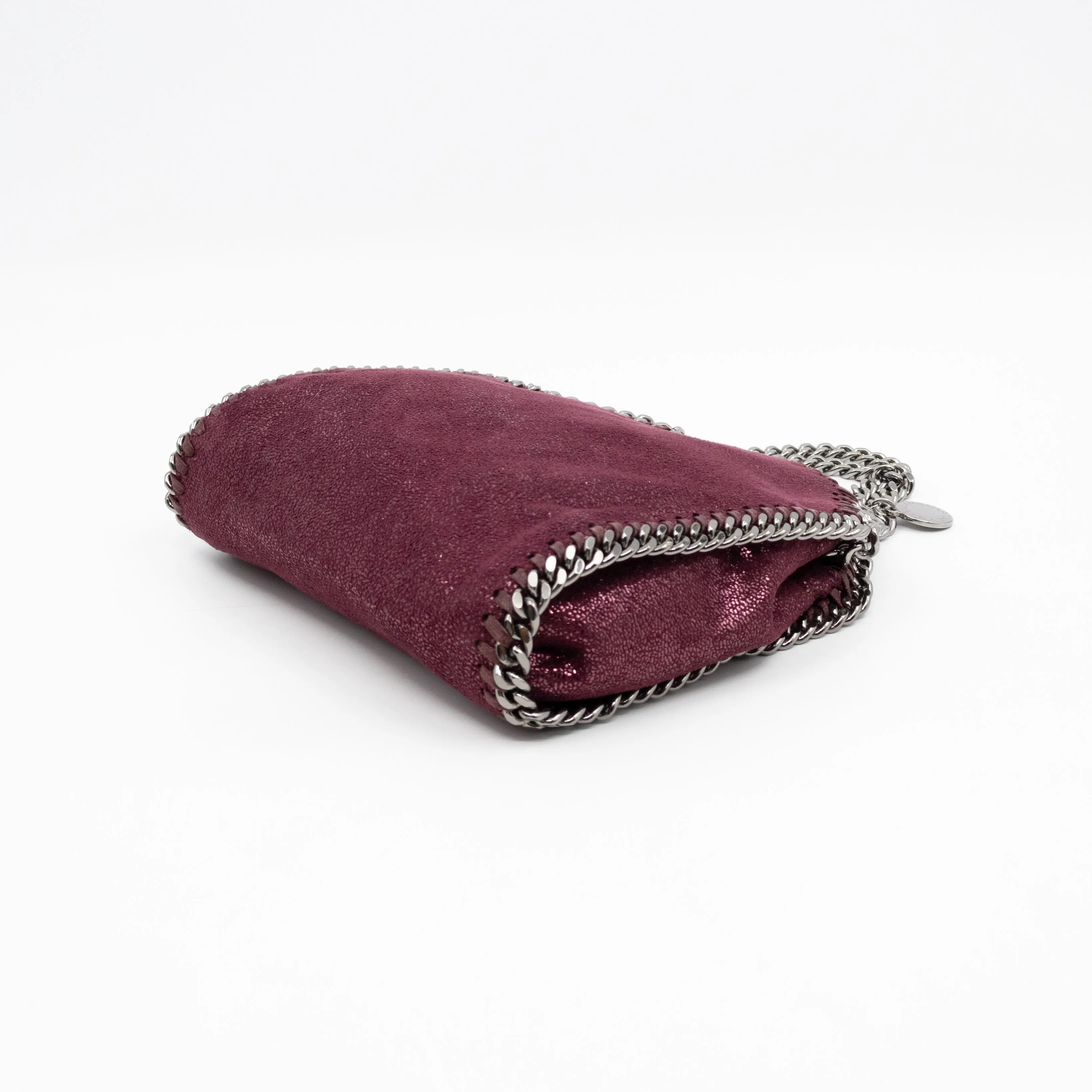Falabella Fold Over Tote Tiny Metallic Burgundy