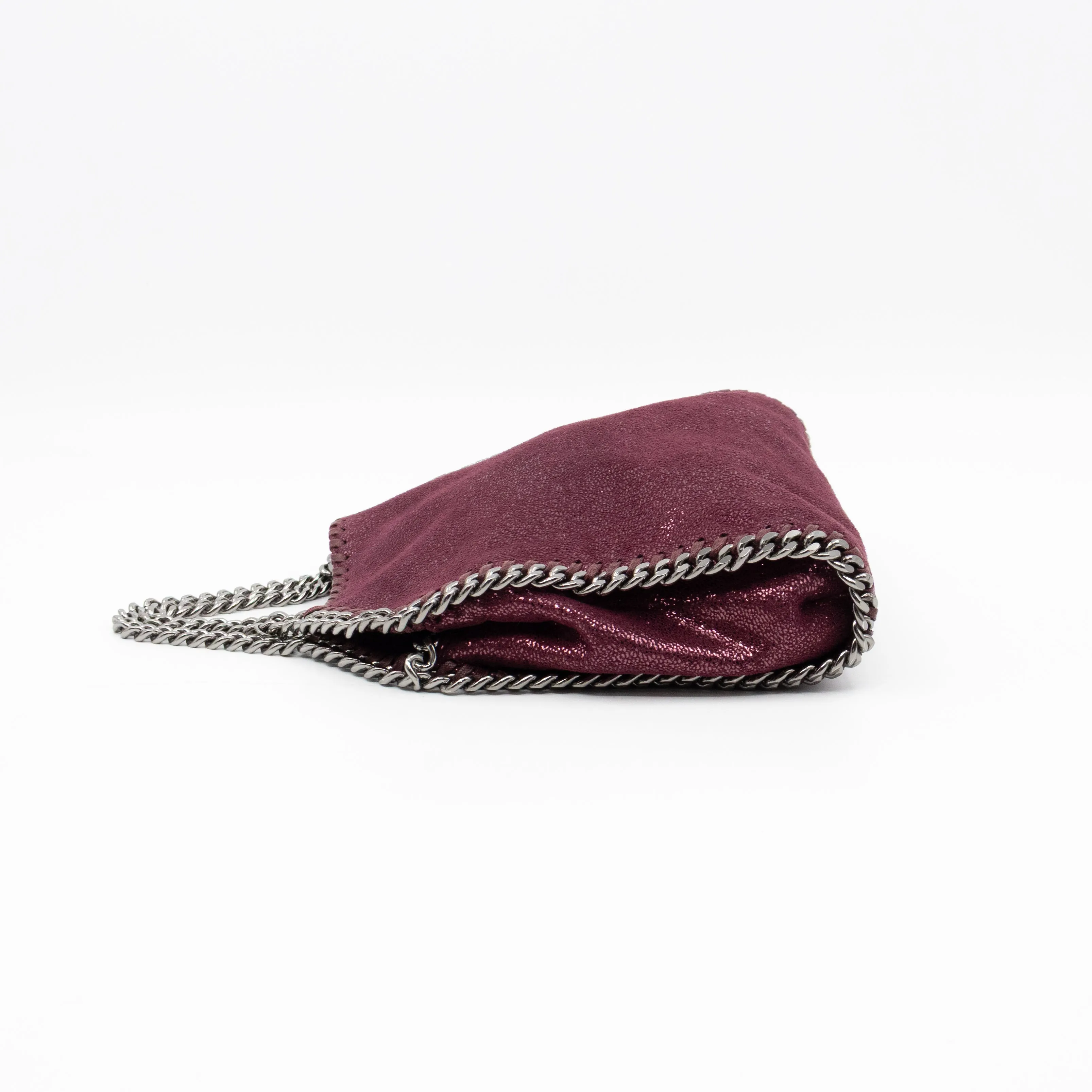 Falabella Fold Over Tote Tiny Metallic Burgundy