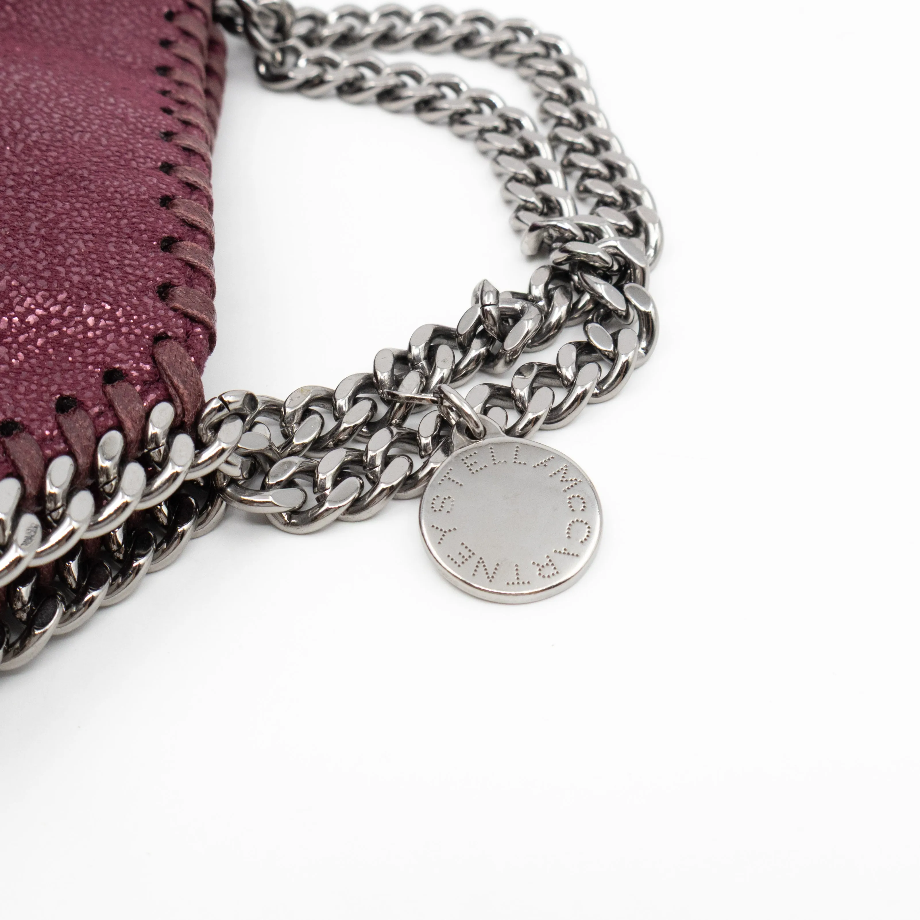 Falabella Fold Over Tote Tiny Metallic Burgundy