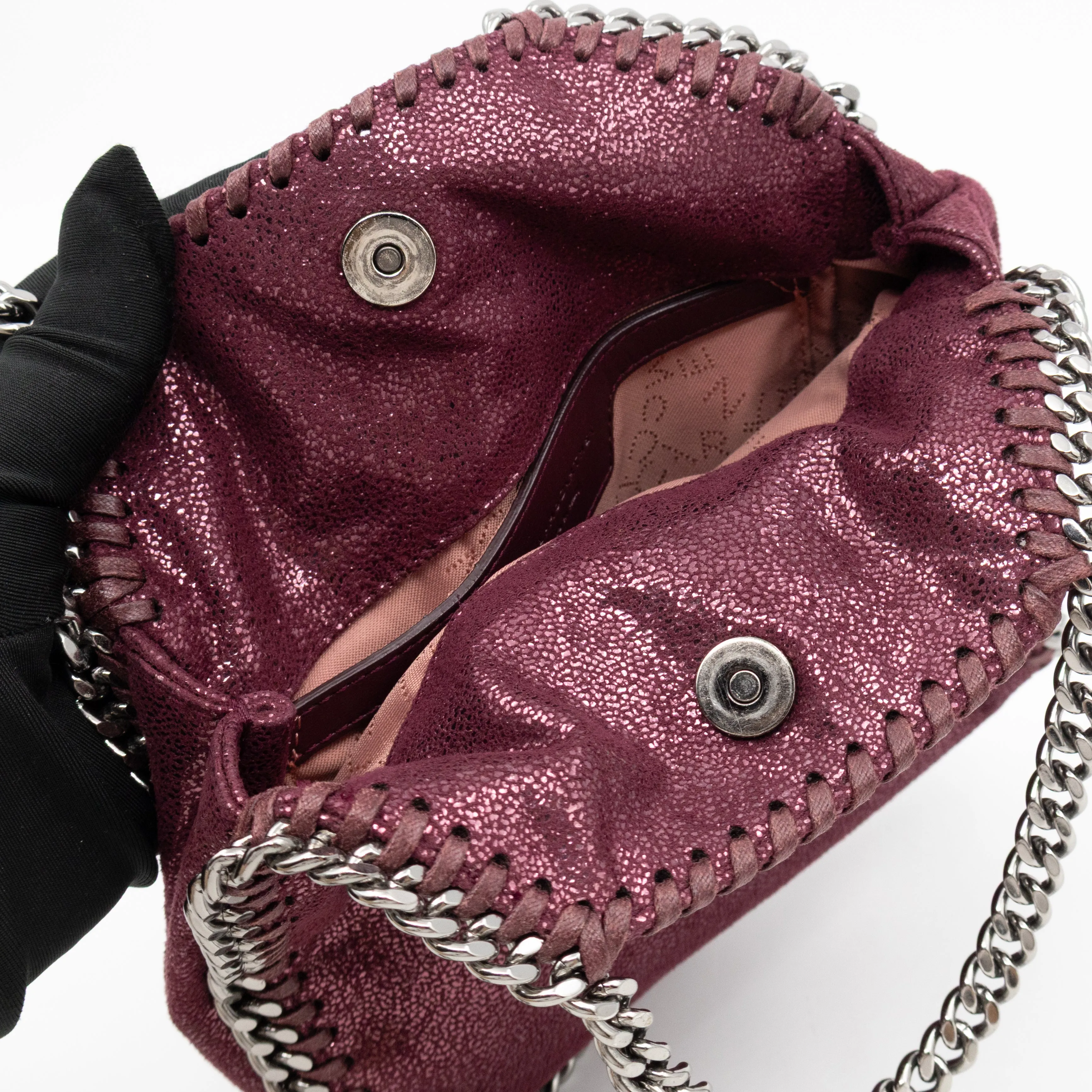Falabella Fold Over Tote Tiny Metallic Burgundy