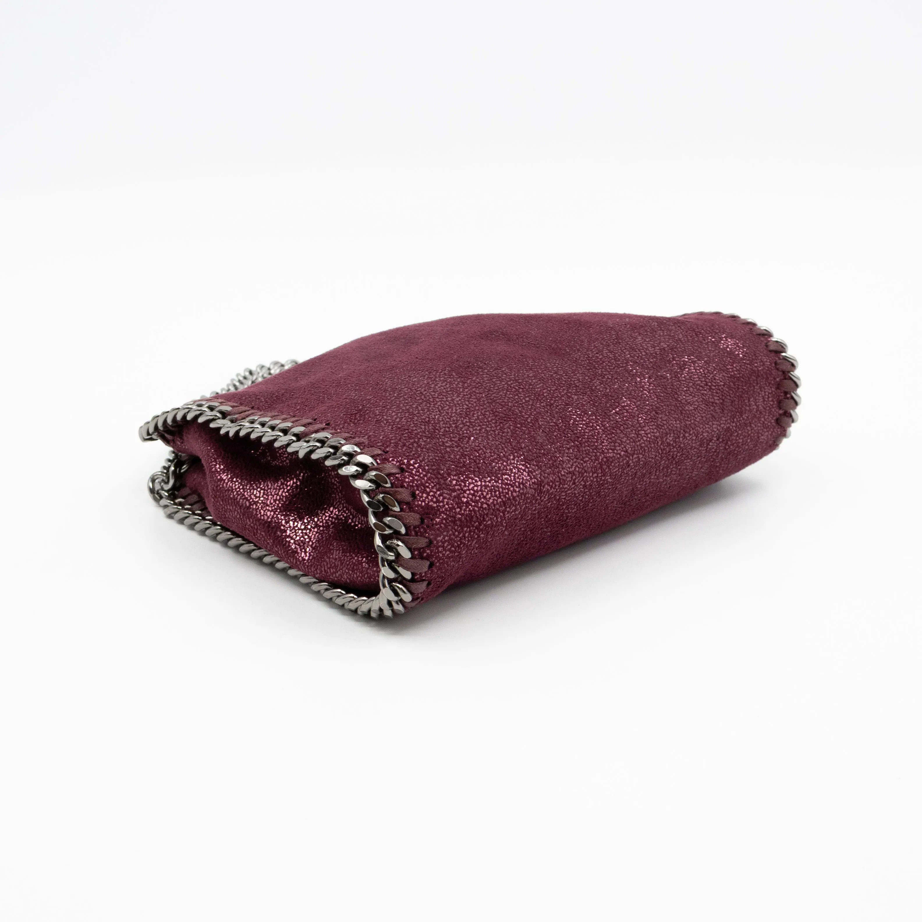 Falabella Fold Over Tote Tiny Metallic Burgundy
