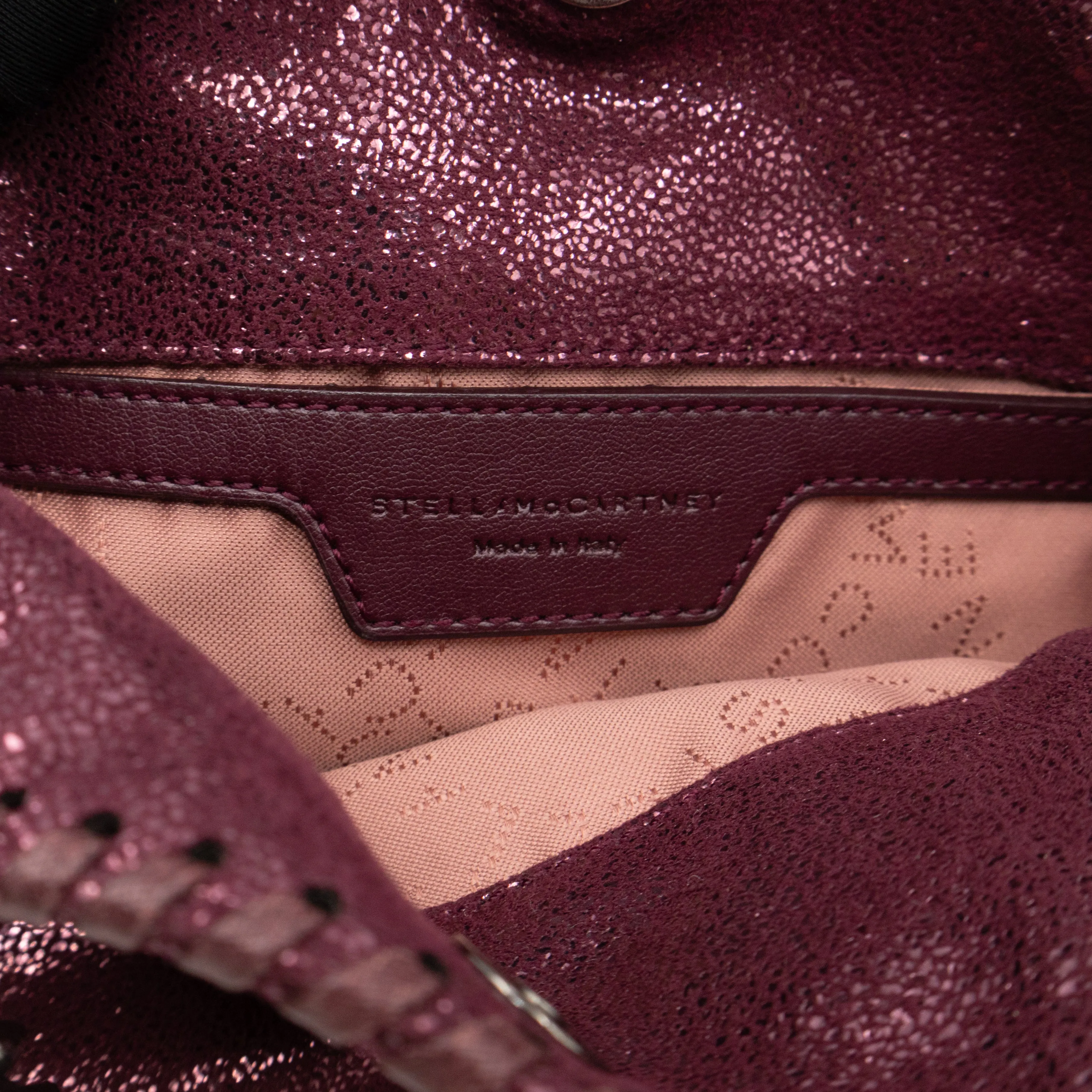 Falabella Fold Over Tote Tiny Metallic Burgundy