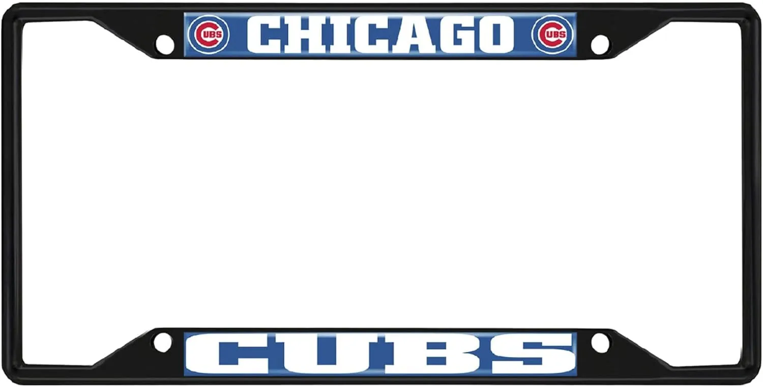 Fan Mats 31300: Chicago Cubs Metal License Plate Frame Black Finish, Blue