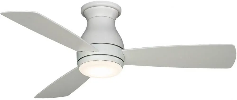 Fanimation Hugh Indoor/Outdoor Ceiling Fan with Blades and LED Light Kit 44 inch - Matte White