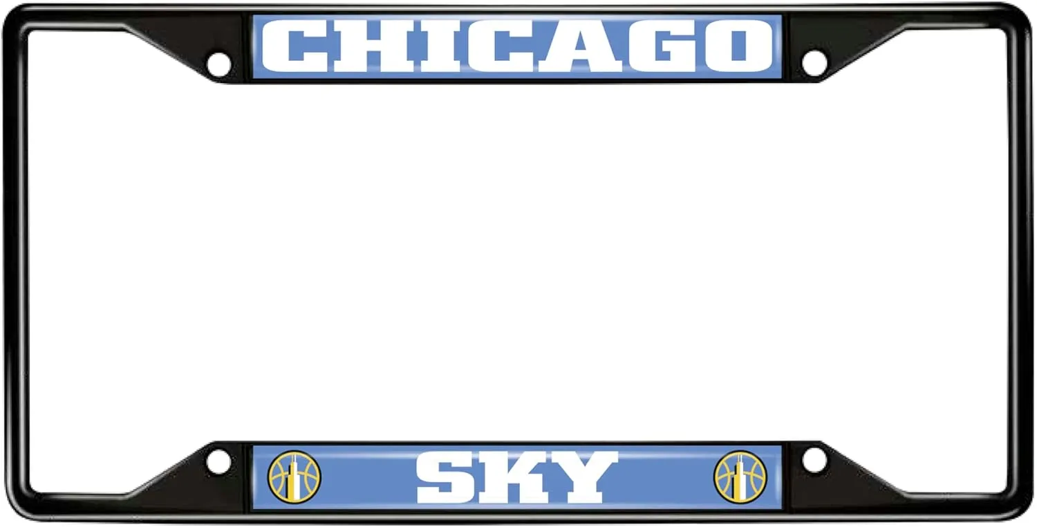 FANMATS 47831 WNBA - Chicago Sky License Plate Frame | Black | 6.25"x12.25" | Chicago Sky Text with Logo