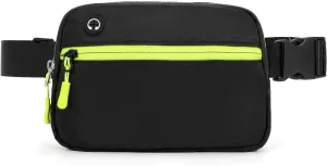 Fanny Pack Belt Bag for Women Men, Small Crossbody Fanny Pack Everywhere Mini Belt Bags with Extended Strap, Black
