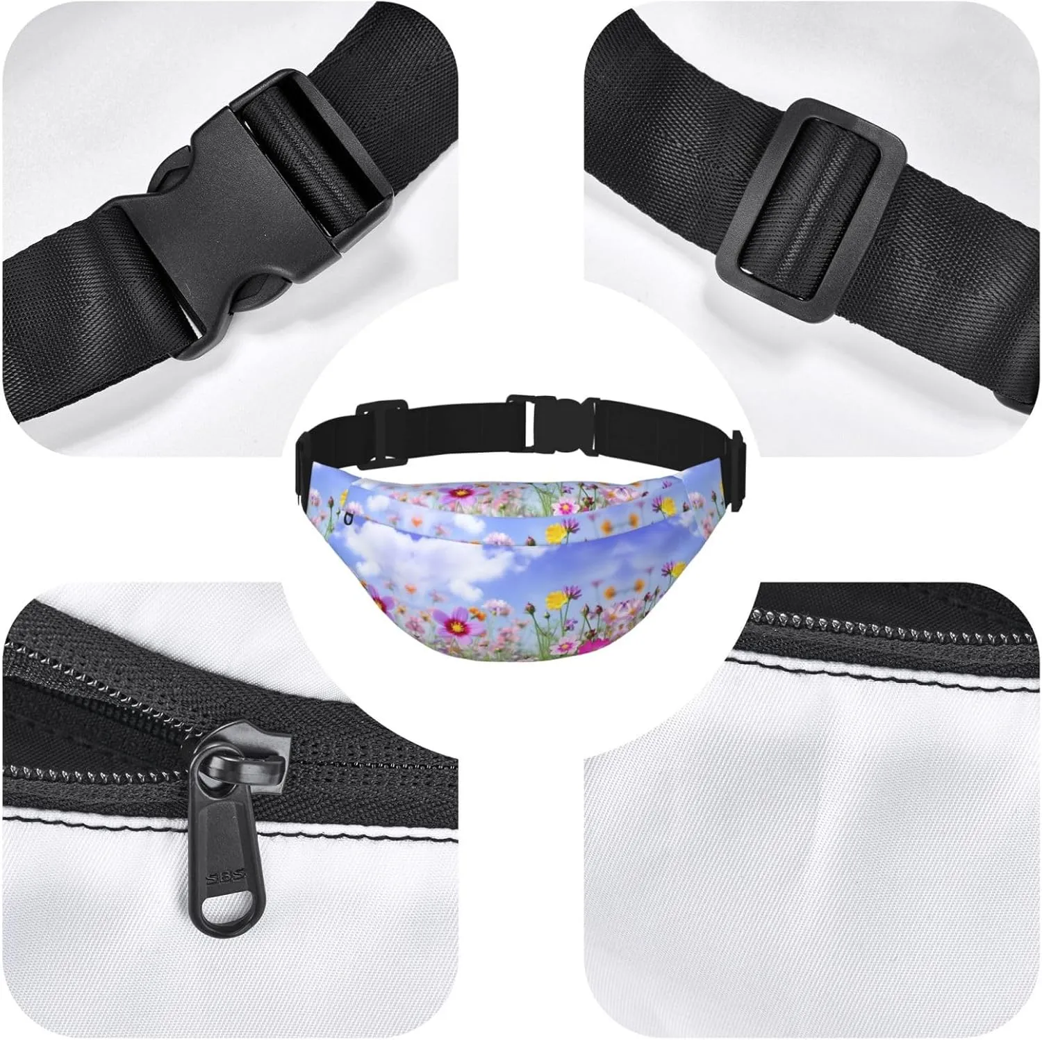 Fanny Pack for Women Men Spring Flowers Waist Bag Waterproof Belt Bag with Adjustable Strap