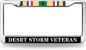 Fanyu Desert Storm Veteran Gift License Plate Frame Desert Storm Vet Gifts Chrome License Plate Frame US Army Desert Storm Flag License Plate Frame for Police