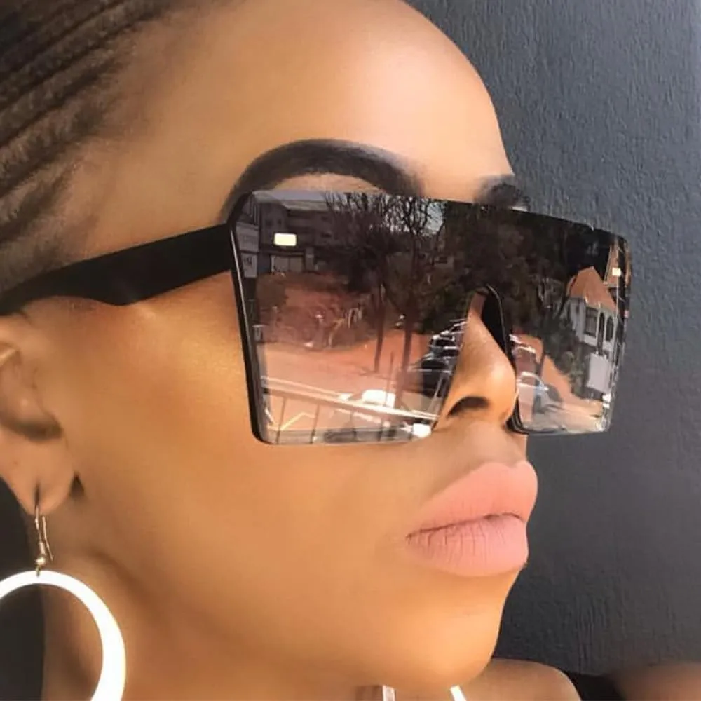 Fashion One Piece Oversize Sunglasses Women Retro Gradient Sun Glasses Men Big Frame Retro Eyewear UV400