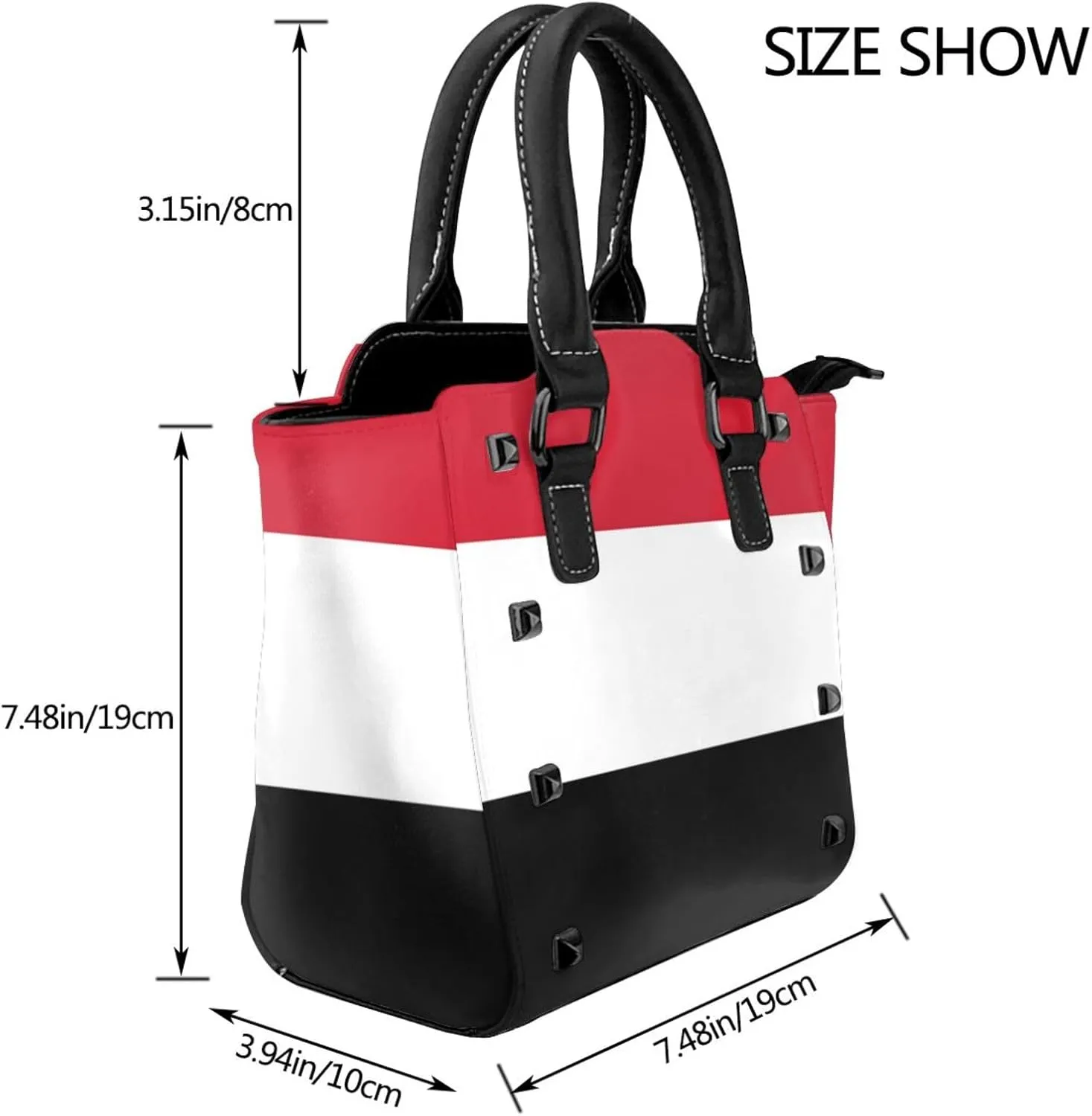 Fashion Rivet Handbag for Women Crossbody Purse Studded PU Leather Handle Bag