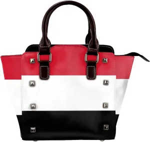 Fashion Rivet Handbag for Women Crossbody Purse Studded PU Leather Handle Bag