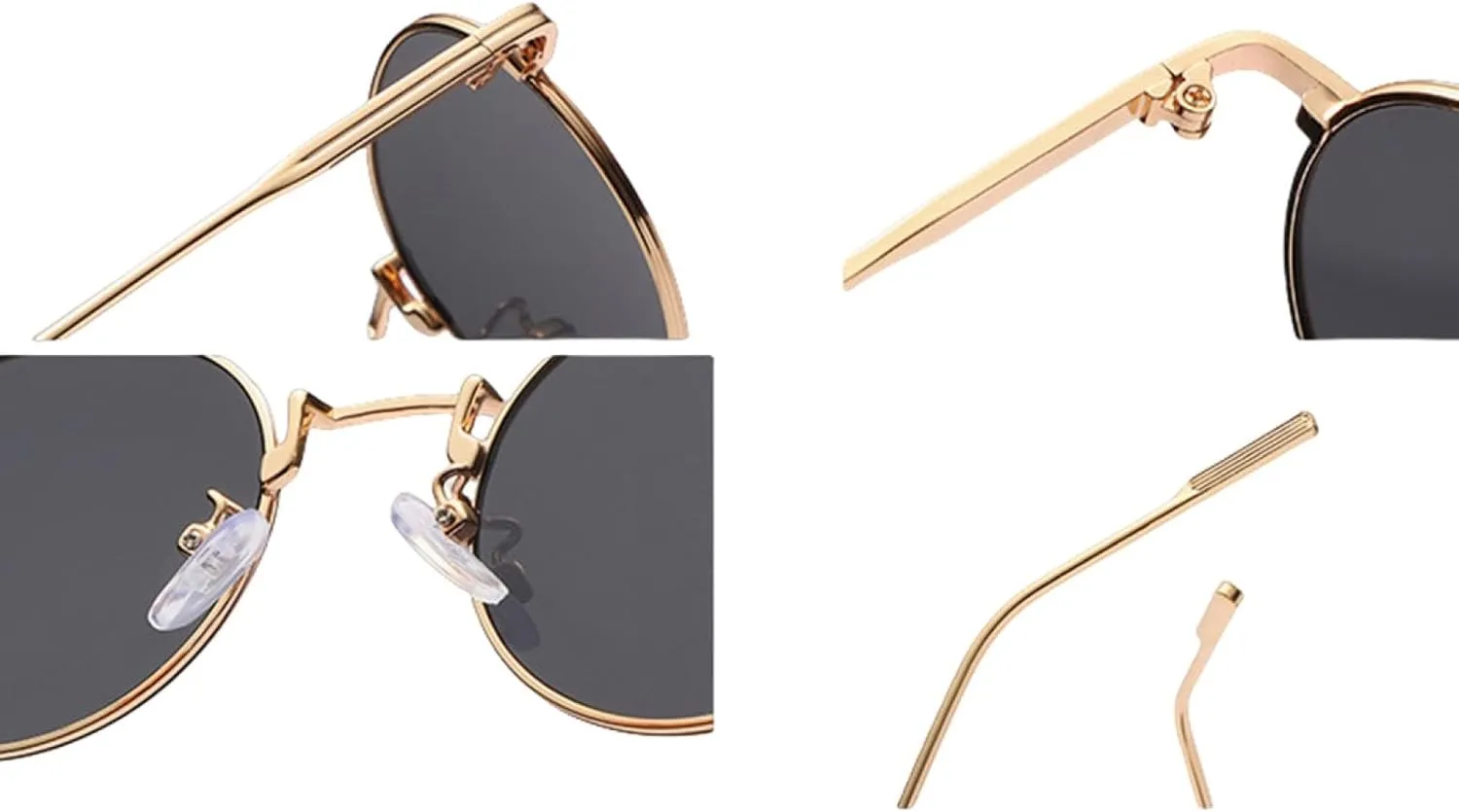 Fashion Round Gradient Sunglasses Uv400 Metal Frame Unisex Punk Style Sun Shades