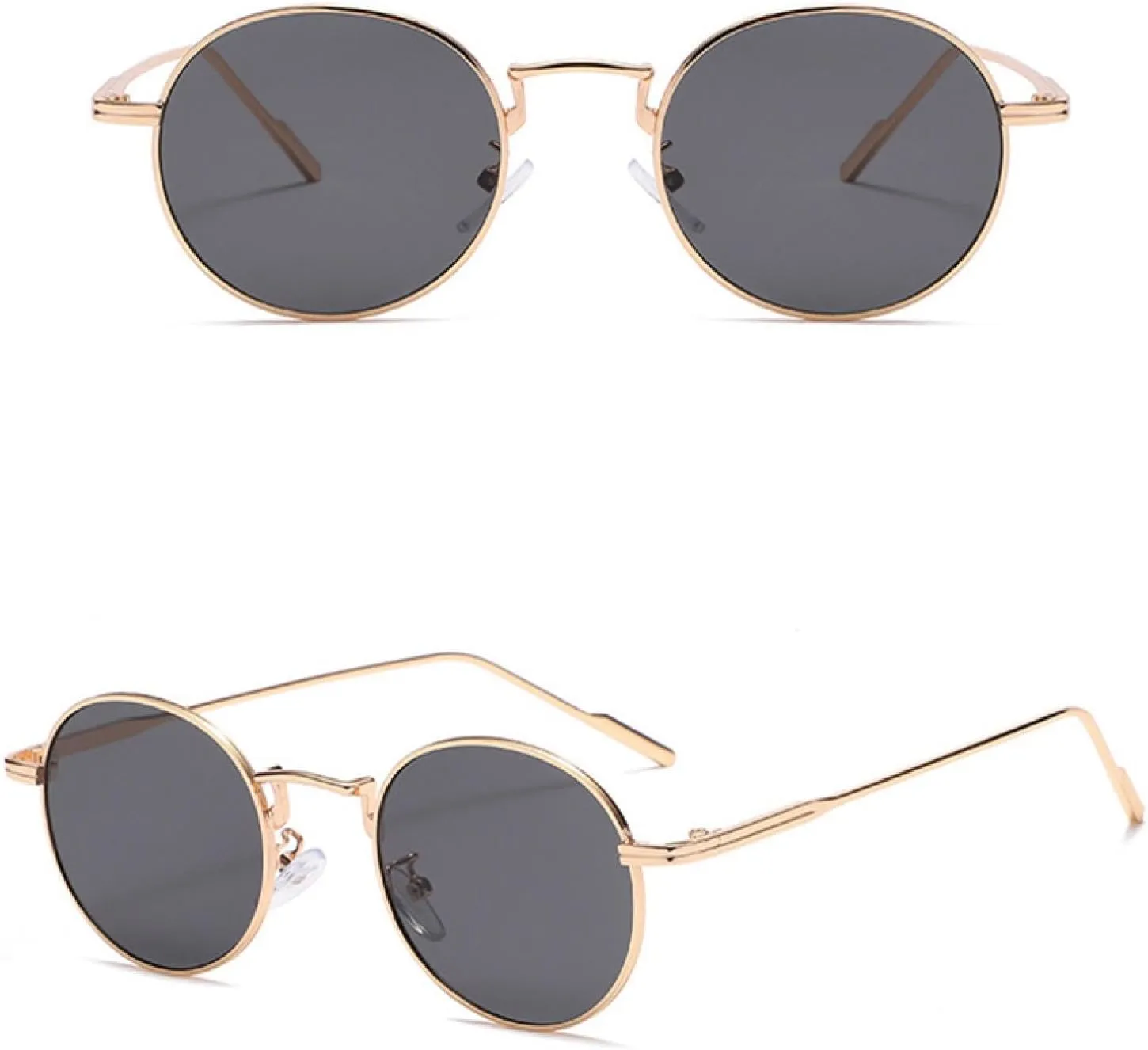 Fashion Round Gradient Sunglasses Uv400 Metal Frame Unisex Punk Style Sun Shades