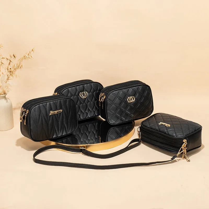 Fashion Simple Diamond Plaid Heart-shaped Wave Crossbody Bags