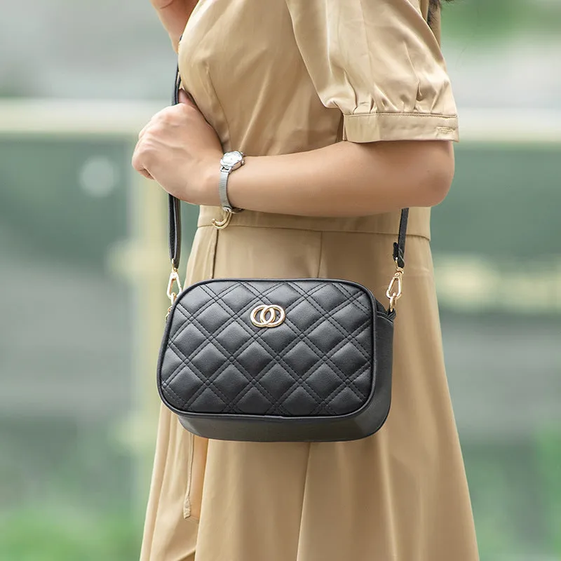 Fashion Simple Diamond Plaid Heart-shaped Wave Crossbody Bags
