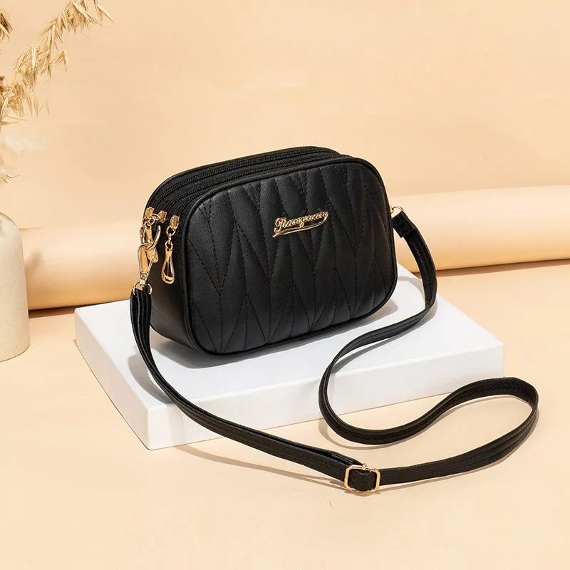 Fashion Simple Diamond Plaid Heart-shaped Wave Crossbody Bags