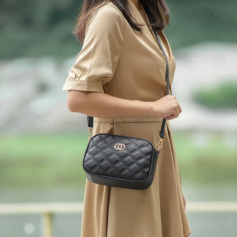 Fashion Simple Diamond Plaid Heart-shaped Wave Crossbody Bags