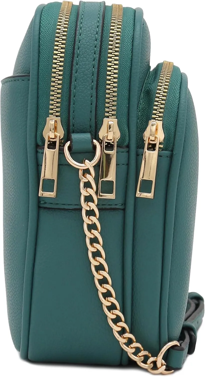 FashionPuzzle Multi Pocket PU Leather Casual Medium Crossbody Bag with Adjustable Strap