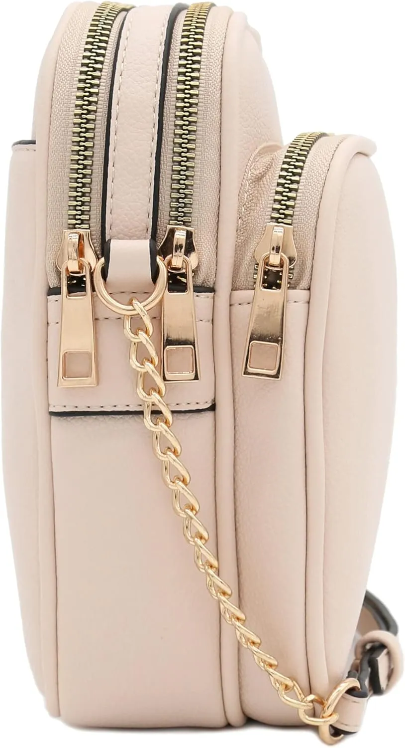 FashionPuzzle Multi Pocket PU Leather Casual Medium Crossbody Bag with Adjustable Strap