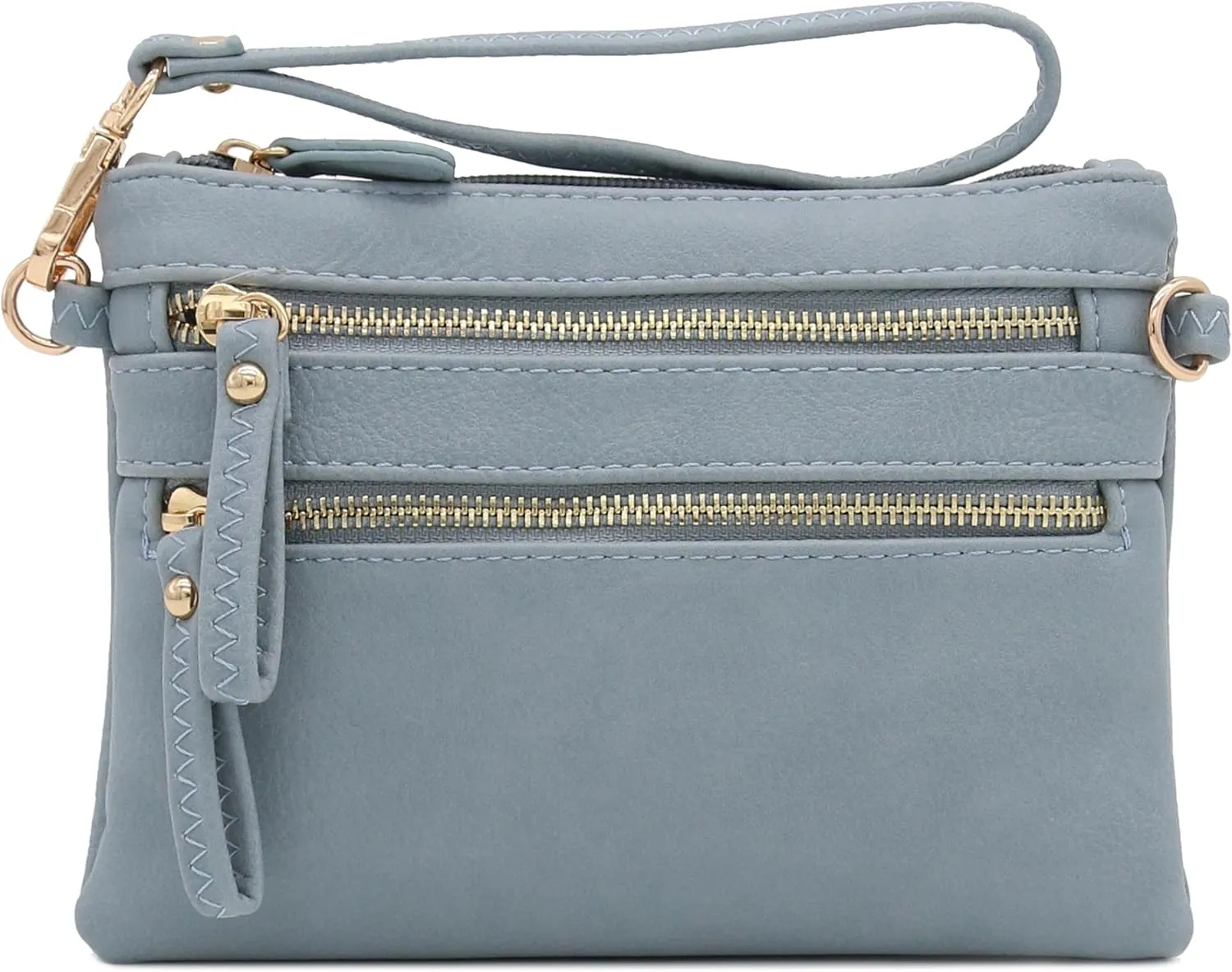 FashionPuzzle Multi Zipper Pocket Small Wristlet Crossbody Bag