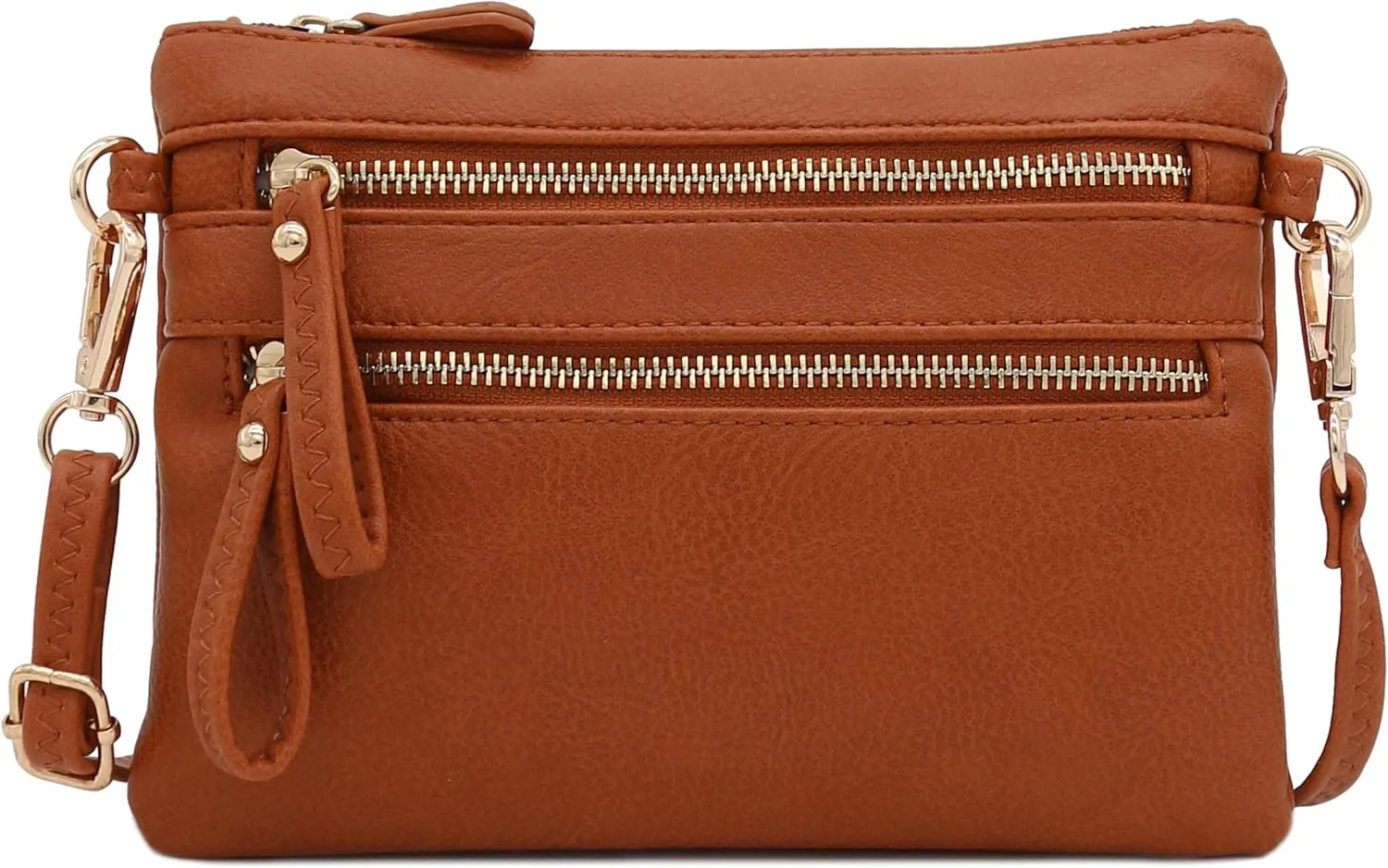 FashionPuzzle Multi Zipper Pocket Small Wristlet Crossbody Bag