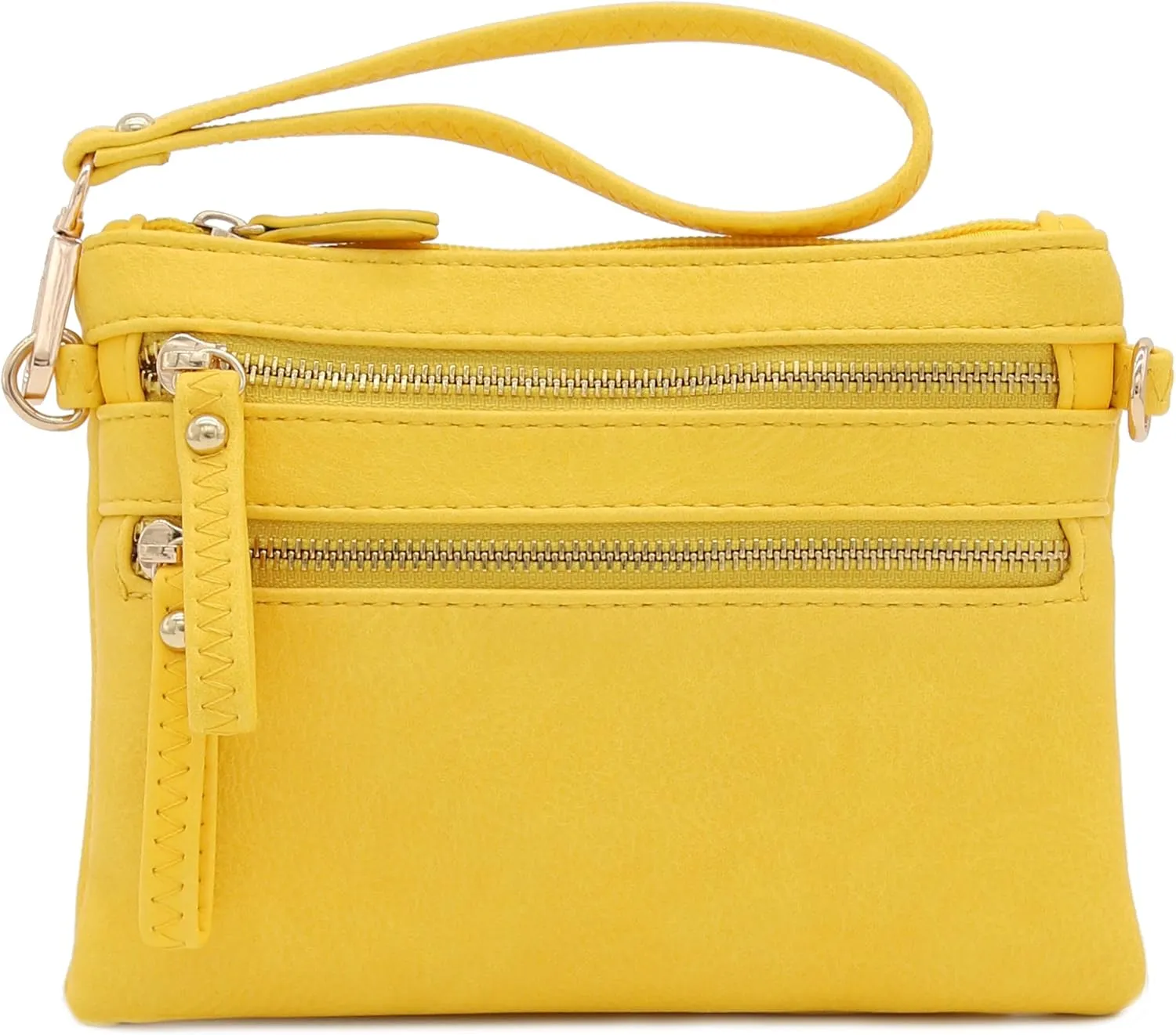 FashionPuzzle Multi Zipper Pocket Small Wristlet Crossbody Bag