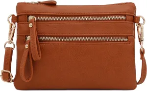 FashionPuzzle Multi Zipper Pocket Small Wristlet Crossbody Bag
