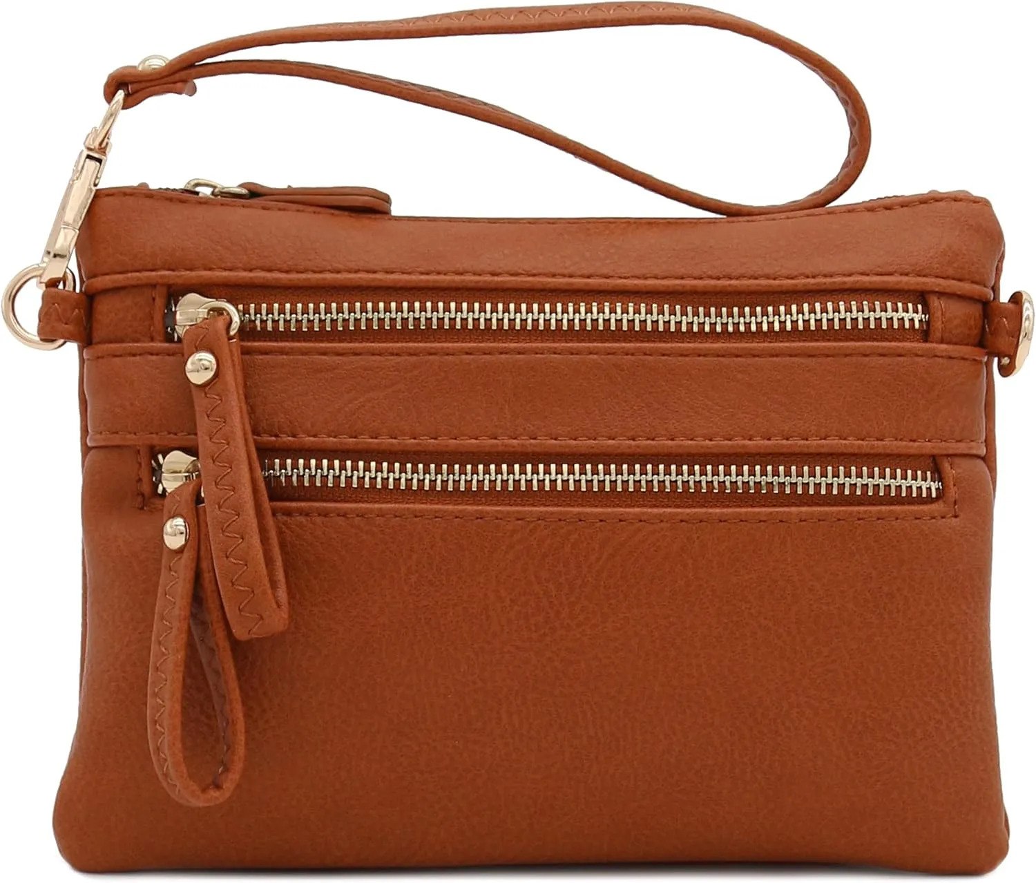 FashionPuzzle Multi Zipper Pocket Small Wristlet Crossbody Bag