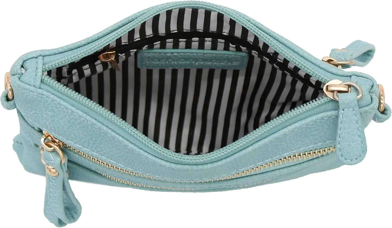 FashionPuzzle Multi Zipper Pocket Small Wristlet Crossbody Bag