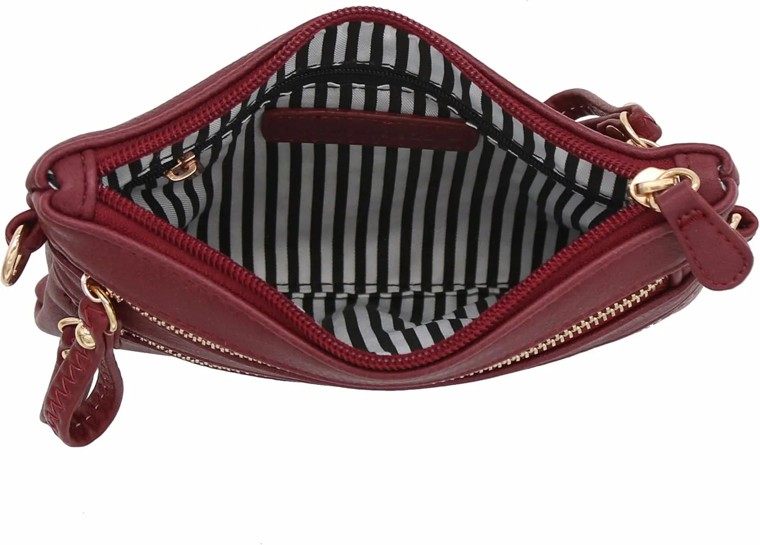 FashionPuzzle Multi Zipper Pocket Small Wristlet Crossbody Bag