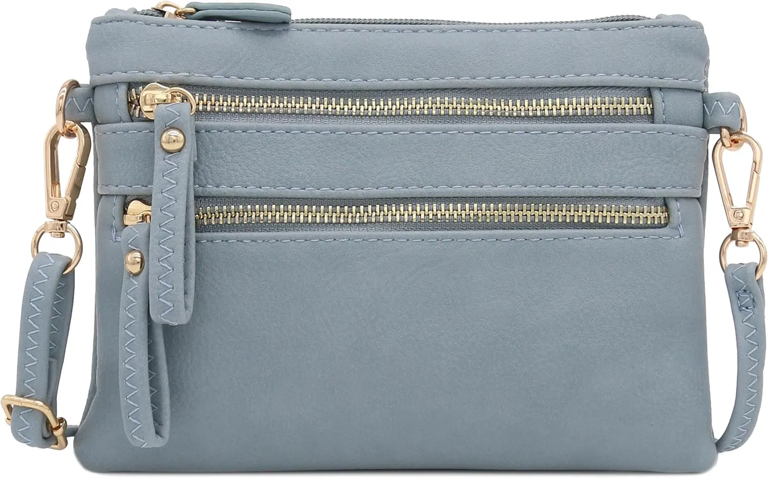 FashionPuzzle Multi Zipper Pocket Small Wristlet Crossbody Bag