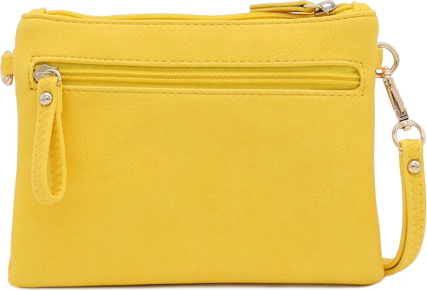 FashionPuzzle Multi Zipper Pocket Small Wristlet Crossbody Bag