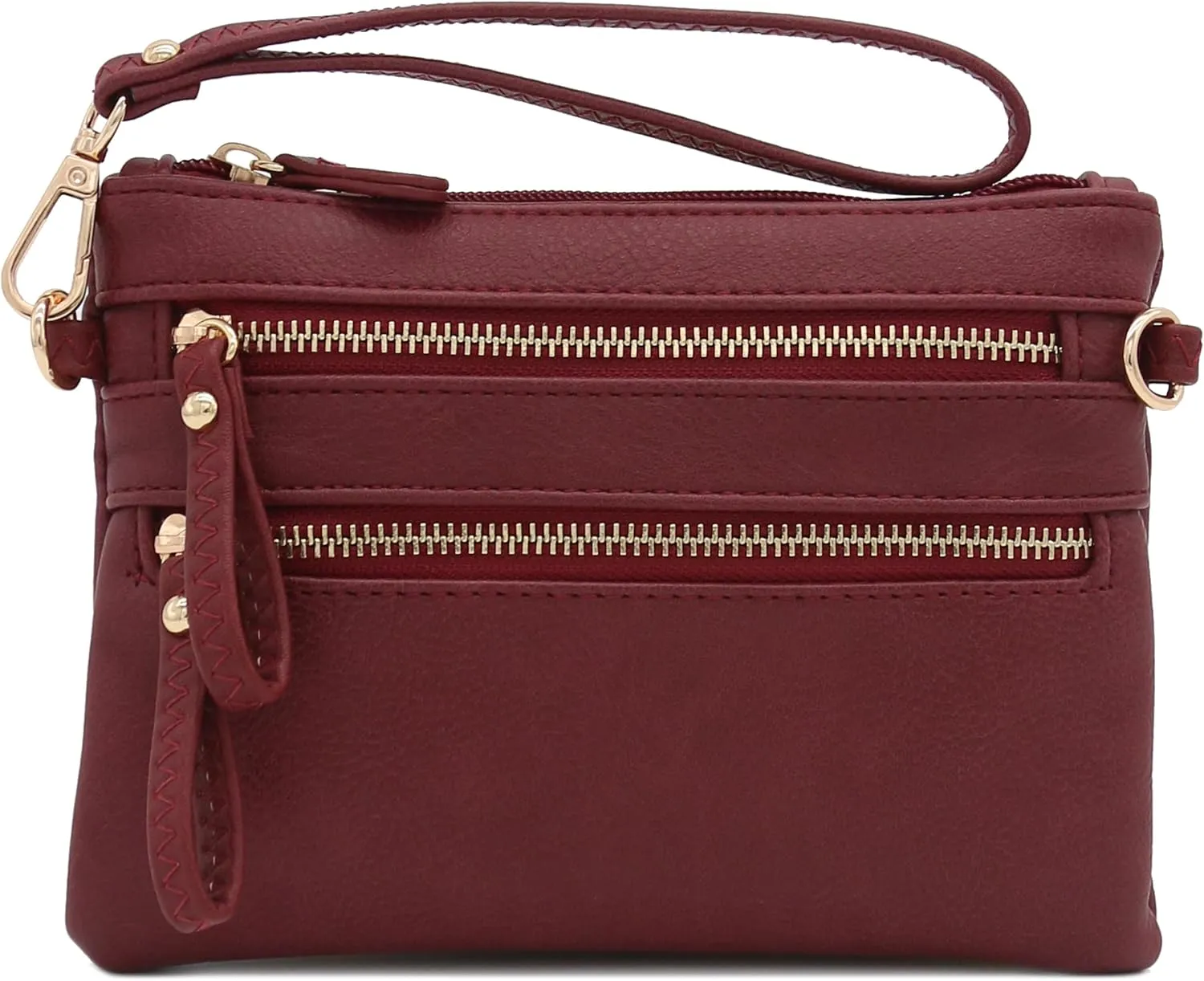 FashionPuzzle Multi Zipper Pocket Small Wristlet Crossbody Bag