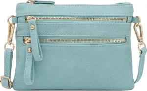 FashionPuzzle Multi Zipper Pocket Small Wristlet Crossbody Bag