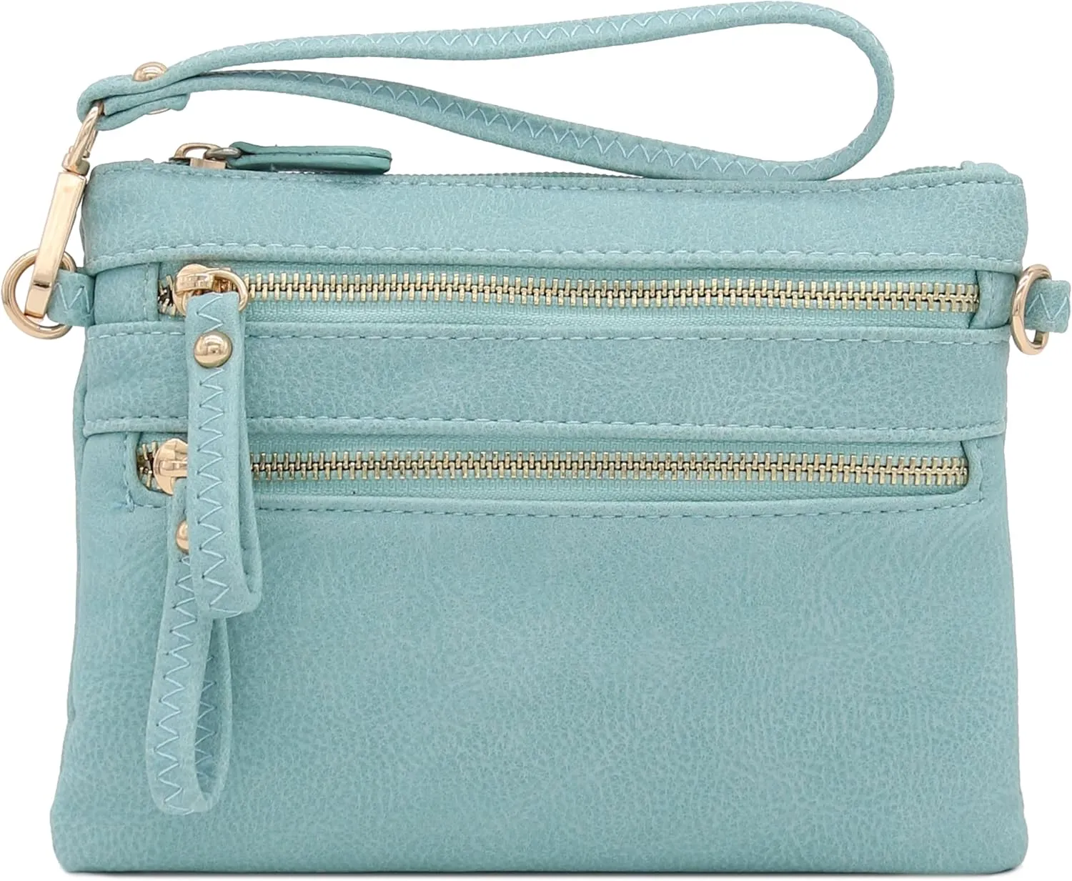 FashionPuzzle Multi Zipper Pocket Small Wristlet Crossbody Bag