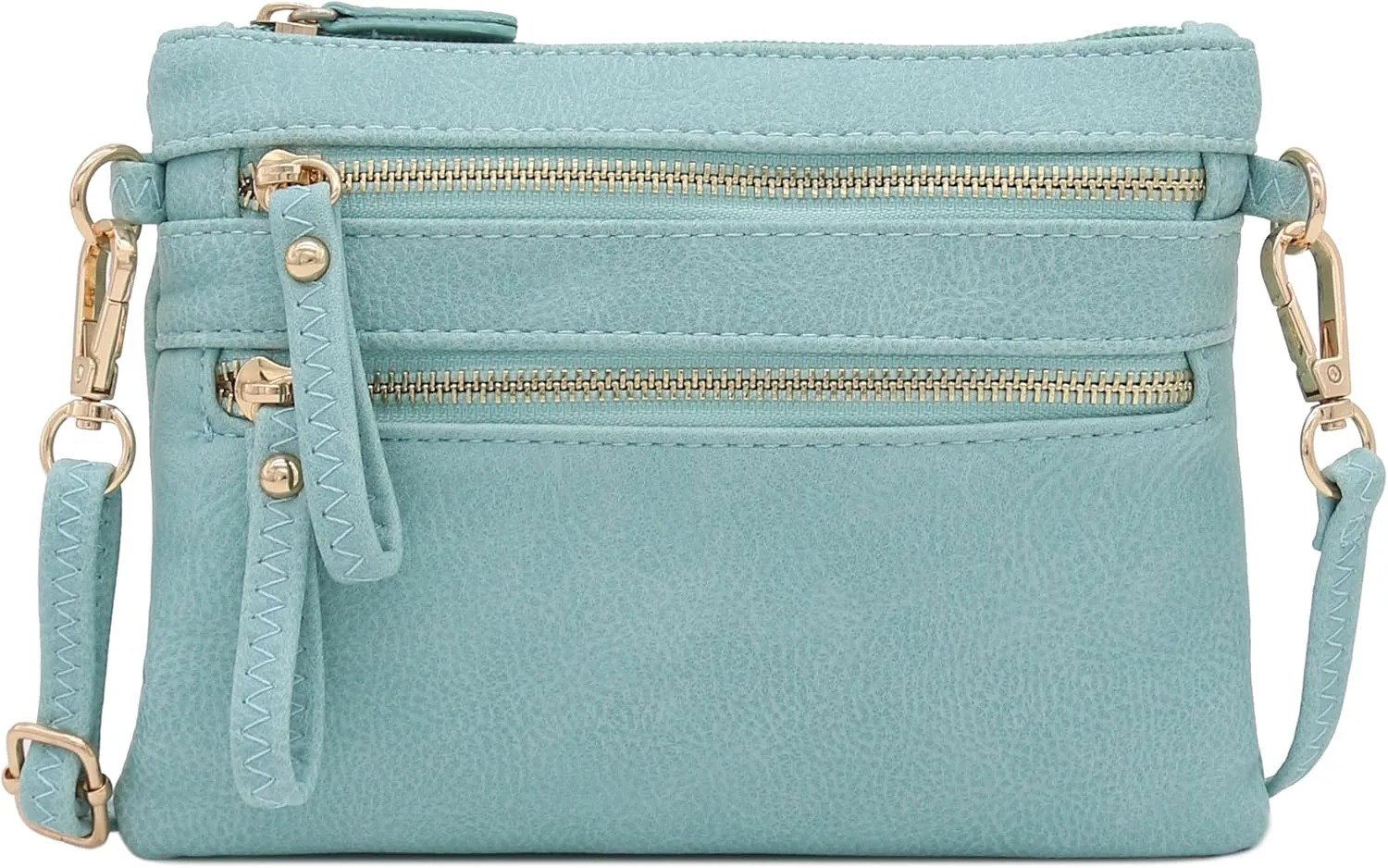 FashionPuzzle Multi Zipper Pocket Small Wristlet Crossbody Bag