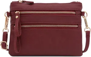 FashionPuzzle Multi Zipper Pocket Small Wristlet Crossbody Bag