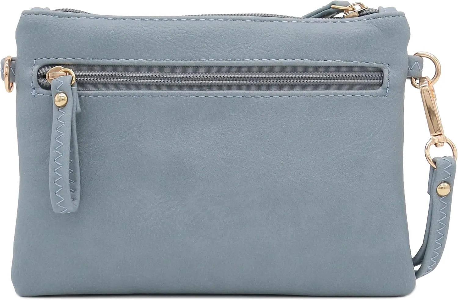 FashionPuzzle Multi Zipper Pocket Small Wristlet Crossbody Bag