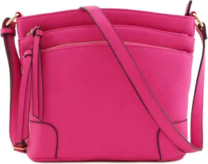 FashionPuzzle Triple Zipper Pocket Medium Crossbody Bag