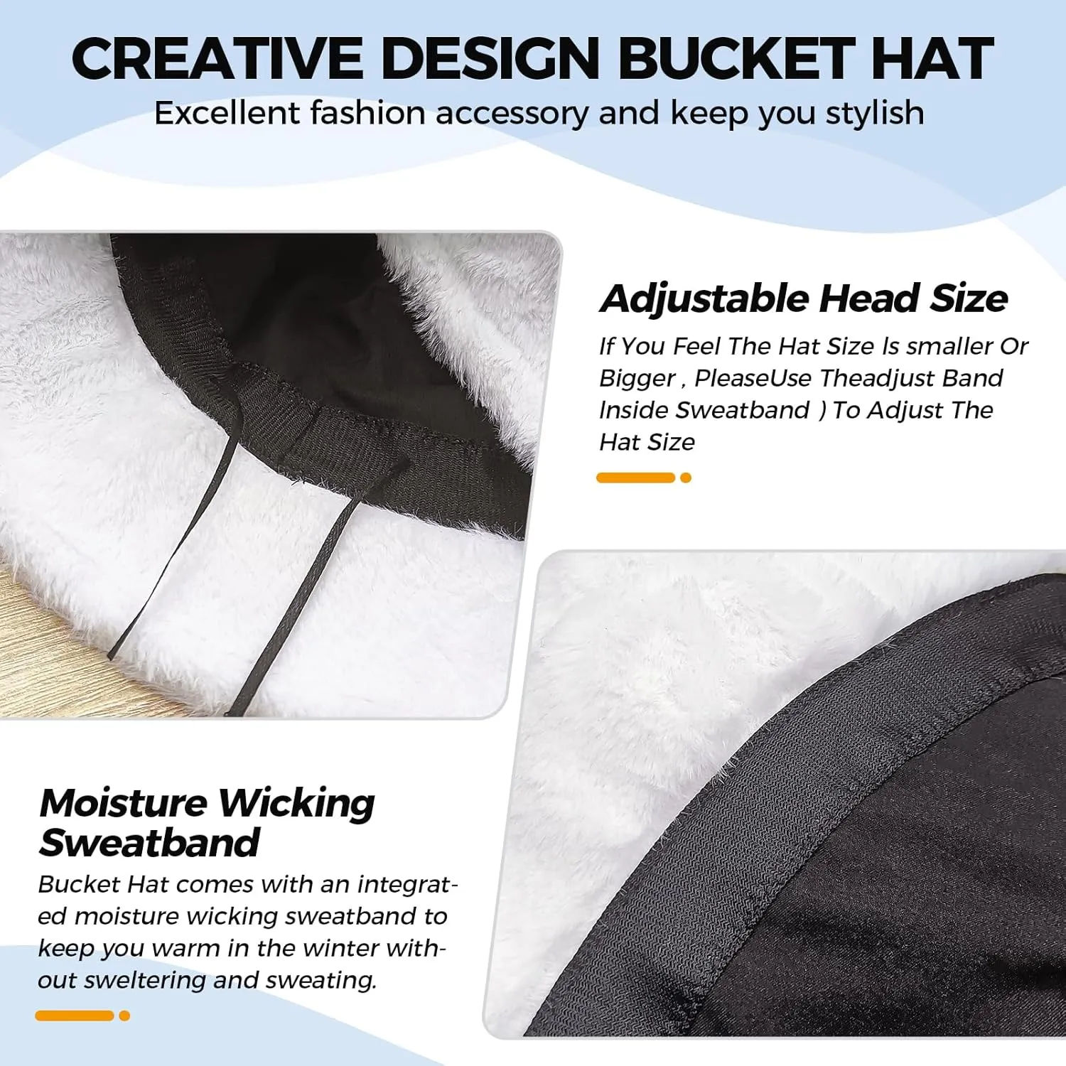 Faux Fur Winter Bucket Hat for Women Men Fuzzy Warm Hat Women's Furry Fisherman Cap for Casual, Trips, Sports, Skiing
