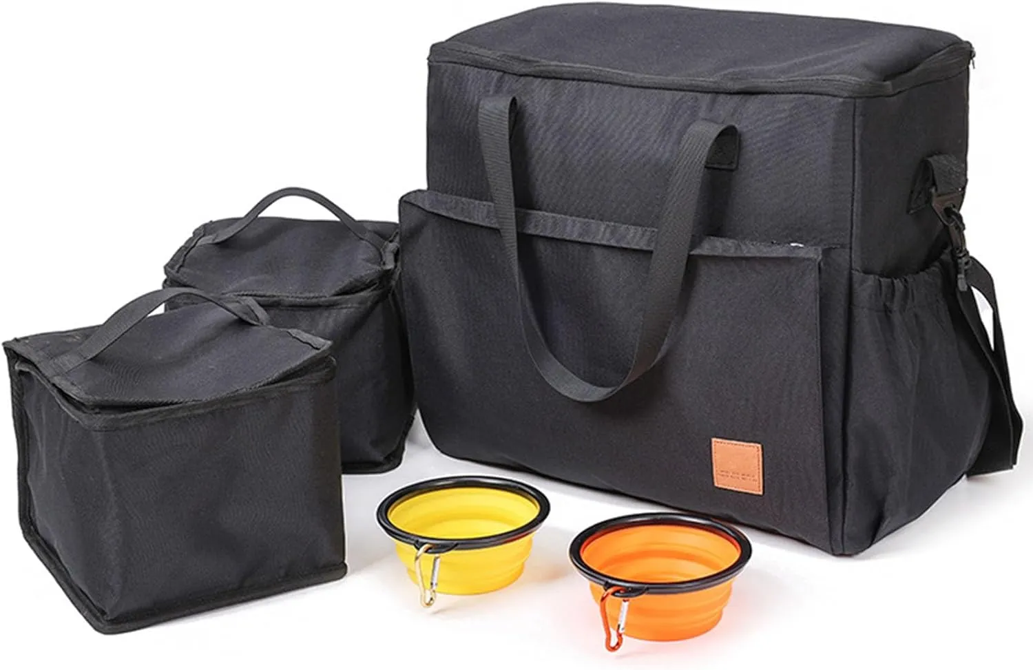 Feed Storage Pet Tote Bag Dog Food Crossbody Bag with Foldable Bowl Dogs Outdoor Camping Traveling Storage Bag