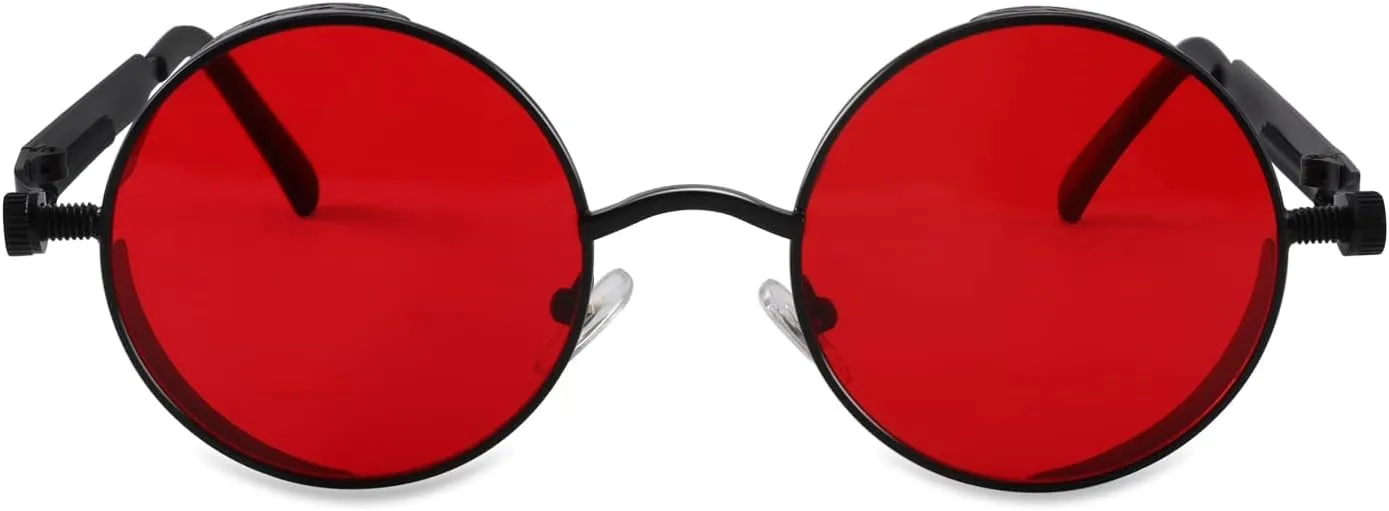 FEISEDY Retro Gothic Steampunk Sunglasses Round Metal Frame Punk Circle Inspired Shade Men B1857