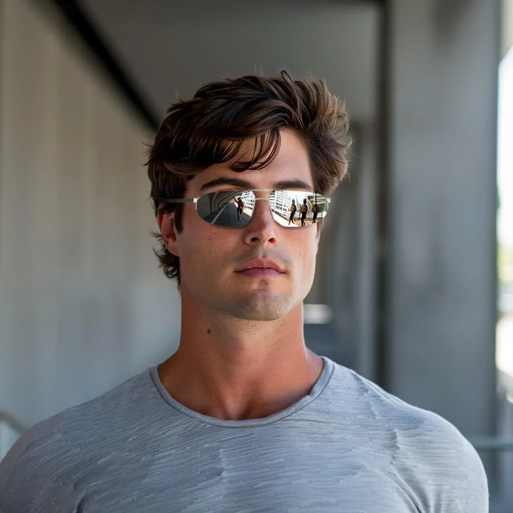 FEISEDY Vintage Sunglasses Men Polarized, Aviator Metal Frame Lightweight, Driving Fishing Running B0057